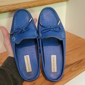 Saks Fifth Avenue Blue Leather Slip-on Loafers